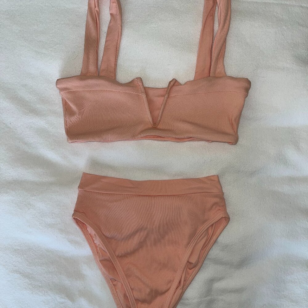 L*space ribbed high-waisted pink bikini